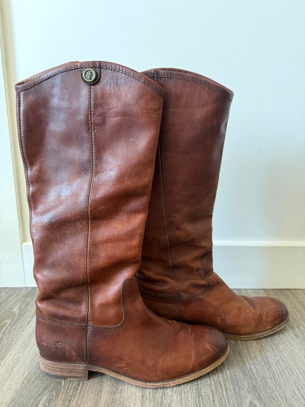 FRYE Melissa Button Cognac Boots - 8.5